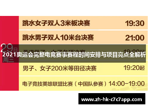 2021奥运会完整电竞赛事赛程时间安排与项目亮点全解析 2021奥运会完整电竞赛事赛程时间安排与项目亮点全解析